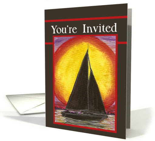 You're Invited Sailboat Sunset Party Card Art by AnnaMarie card