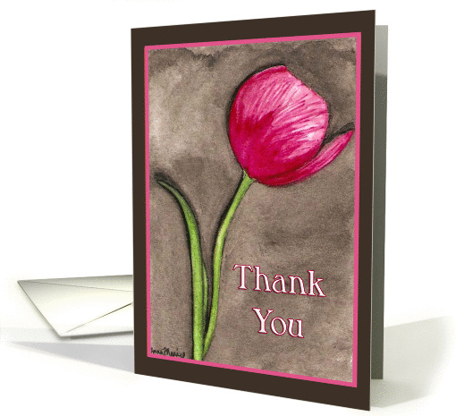 Pink Tulip Thank you Card Art by AnnaMarie card (210084)