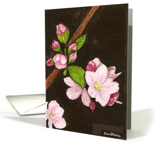 Pink Apple Blossom Blank Floral Card Art by AnnaMarie card (210088)