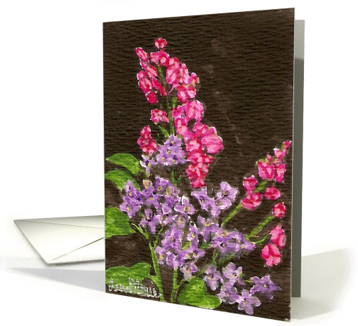 Pink Purple Lilacs Blank Floral Card Art by AnnaMarie card (210092)