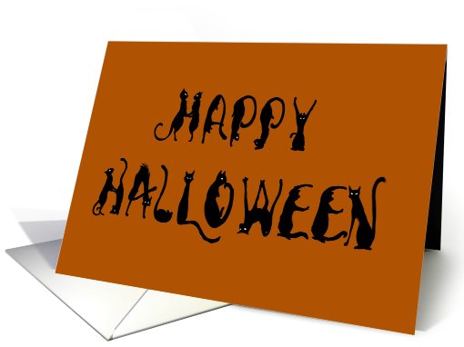 Black Cat Halloween Greeting in Orange card (475153)