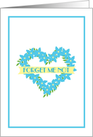 Sympathy Thank You, Forget Me Not Blue Flower Heart on White card