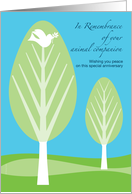 Pet Remembrance Anniversary of Passing Animal Companion Trees and Dove card