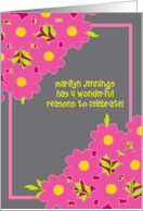 4 Years Cancer Free Wellness Party Invitation Pink Flowers Custom Text card