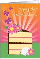 Girlie Golf Birthday Teen Girl Slice of Cake Butterflies and Daisies card