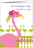 Stepdaughter Mother’s Day Fun Pink Flamingo Wearing a Hat card