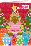 Custom Christmas Gingerbread Girl Personalize for Any Name Emily Anne card
