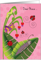 Niece at Camp Cute Beetle Ladybugs Butterfly Inchworm card
