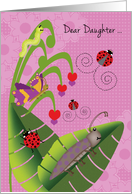 Daughter at Camp Cute Beetle Ladybugs Butterfly Inchworm card