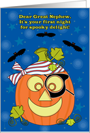 Great Nephew Baby’s First Halloween Pumpkin Pirate and Bats card