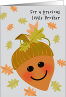 Brother First Thanksgiving Cute Acorn and Falling Oak Leaves card