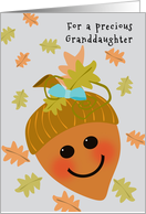 Granddaughter First Thanksgiving Cute Acorn and Falling Oak Leaves card