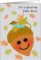 Niece First Thanksgiving Cute Acorn Falling Oak Leaves card