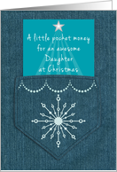 Daughter Christmas Money Enclosed Denim Pocket Blue Jeans Look card