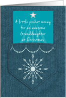 Granddaughter Christmas Money Enclosed Denim Pocket Blue Jeans Look card