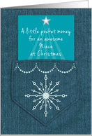 Niece Christmas Money Enclosed Denim Pocket Blue Jeans Look card