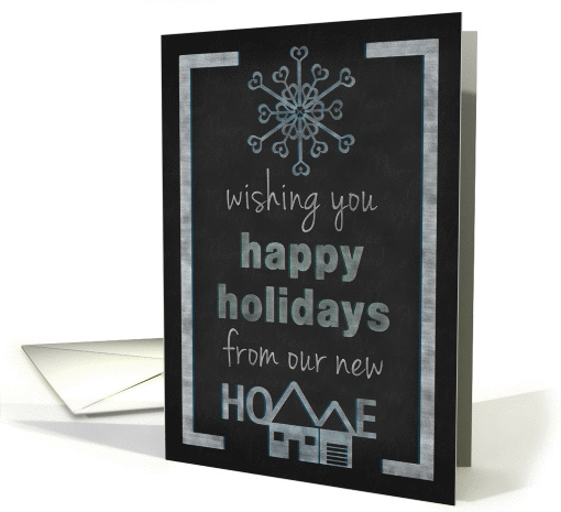 Christmas Happy Holidays New Address Announcement Chalkboard Look card