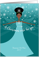 Customizable Name Christmas Wish Fairy African American Ethnic Black card