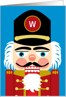 Christmas Monogram Fun Traditional Nutcracker in Red Gold and Blue card