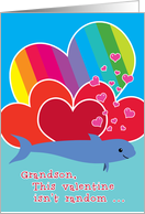 Grandson Valentine Funny Cute Porpoise Bad Pun Hearts Rainbow card