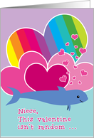 Niece Valentine Funny Cute Porpoise Bad Pun Hearts Rainbow card