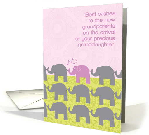 New Grandparents Congratulations on Granddaughter Baby Elephants card