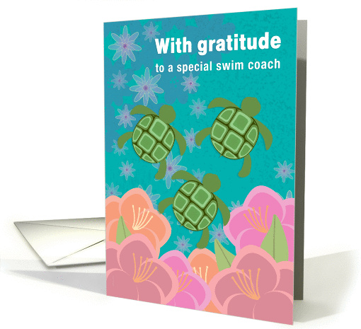Thank You Swim Coach Sea Turtles Swimming in Tropical... (1365040)