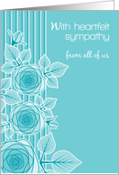 Heartfelt Sympathy from Group All of Us Roses Aqua Blue Rose Trellis card