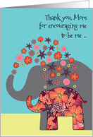 Mom Thank You on Mother’s Day Cute Elephants Floral Flowers Pattern card