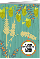 Brewery Christmas Add Your Logo Rustic Hops and Wheat Barn Wood Look card