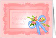 Be my Bridesmaid in Crackle Pink card