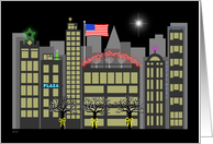 Christmas Cityscape: Patriotic Yellow Ribbon Military Support card