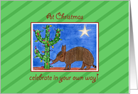 Armadillo at Christmas card