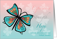 12 Step Recovery 3 Years Butterfly Butterflies card