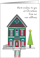 Christmas New Address We’ve Moved Announcement Birdhouse and Tree card