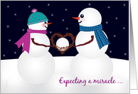 Christmas Pregancy Expecting Baby Announcement with Snowman card