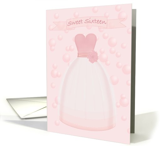 Birthday Party Invitation 16 Sweet Sixteen Pink Gown card (322413)