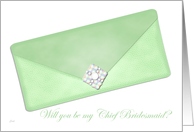 Green Clutch Chief Bridesmaid card