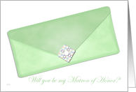 Green Clutch Matron of Honor card