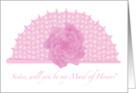 Peony Fan Maid of Honor Sister card
