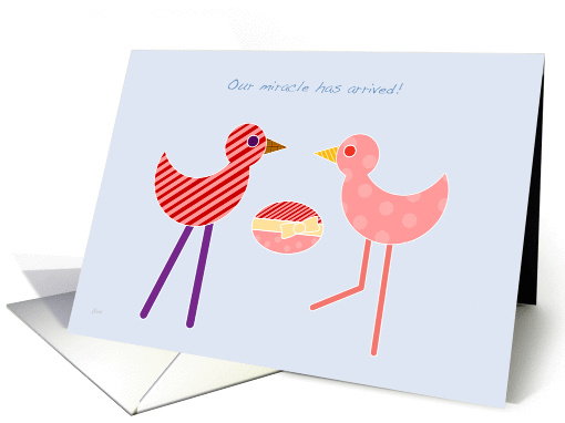 Two Odd Birds Baby Boy Announcement card (331912)