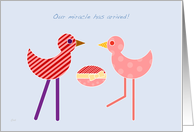 Two Odd Birds Baby Boy Announcement card