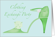 Swanky Green Shoe Clothing Exchange Party card