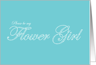 Lacy Text Aqua Flower Girl card