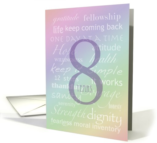Recovery Rainbow Text 8 Years card (340822)