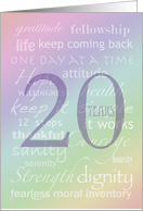 12 Step Recovery 20 Years card