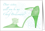 Green Shoe Sister Chief Bridesmaid? card