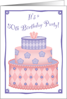 Whimsical Cake 50th Birthday Invitation card
