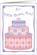 Whimsical Cake 100th Birthday Invitation card