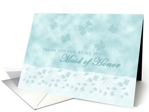Aqua Butterfly Thank You Maid of Honor card (357664)